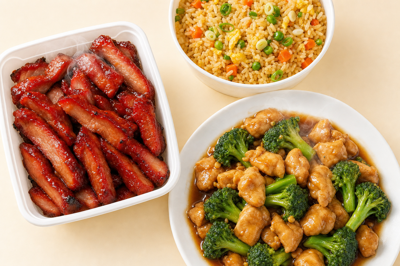 Boneless Spare Ribs Broccoli Chicken w.Fried Rice