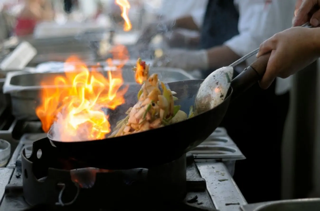 Wok-hei stir fry over open flame